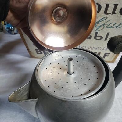 Copper aluminum coffee perculator 9 tall no 3088 wear_ever