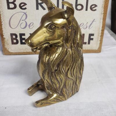 brass dog 7x4 heavy decor or paper weight