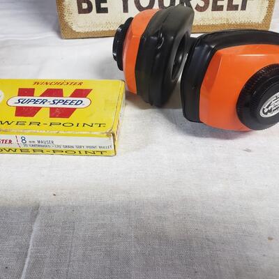 depend on firearm earmuffs Vintage Winchester 8 mm mauser Box no live ammo