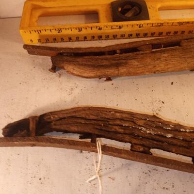 ts2876 - Vntg Pair 24â€ Primitive Horse Hames Collar Harness Cast Iron Wood Western