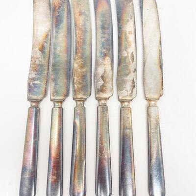 ANTIQUE TOWLE MANUFACTURING CO SILVERPLATE FLATWARE KNIVES SET OF 6