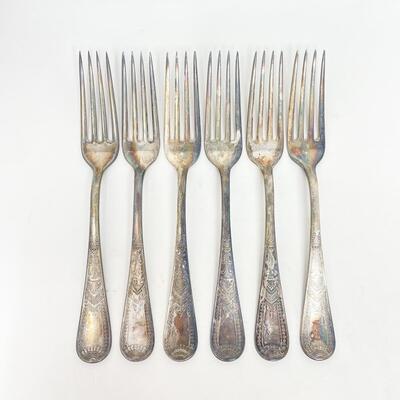 ANTIQUE TOWLE MANUFACTURING CO SILVERPLATE FLATWARE FORKS SET OF 6