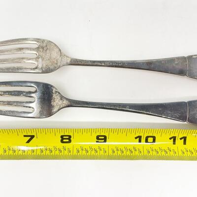 1880 PAIRPOINT MFG CO. SILVERPLATE FLATWARE FORKS SET OF 2 - BEE & FLOWER DESIGN