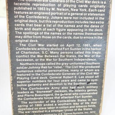 CIVIL WAR CONFEDERATE GENERALS PLAYING CARD SET