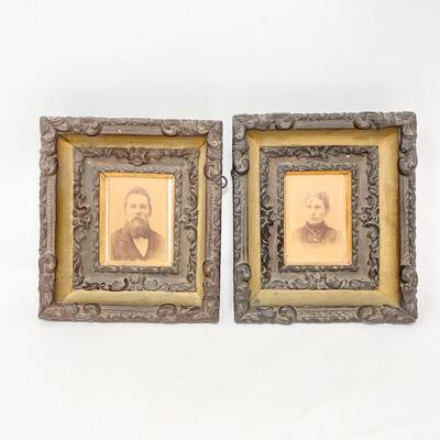 ANTIQUE FRAMED PORTRAITS OF MAN & WOMAN