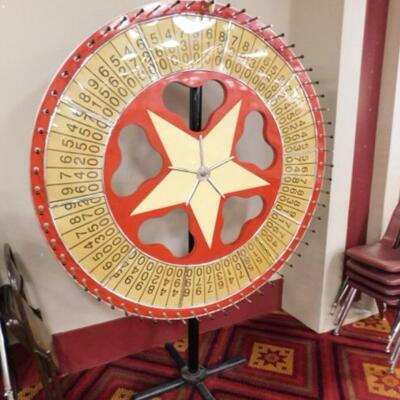 Large Spinning Game Wheel of Fortune on Metal Post Stand