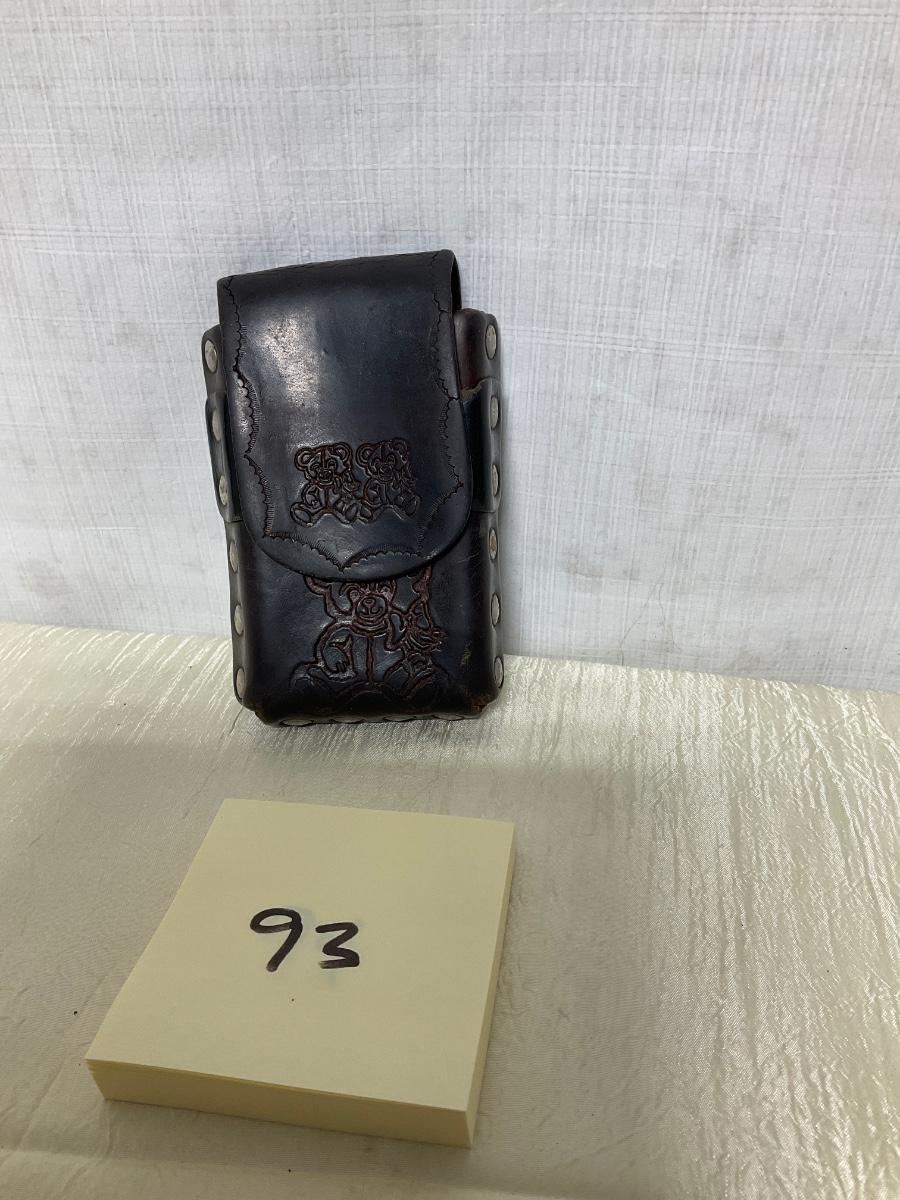 Vintage leather teddy bear cigarette holder
