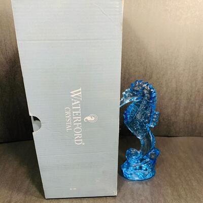 Waterford Blue Crystal Seahorse with box