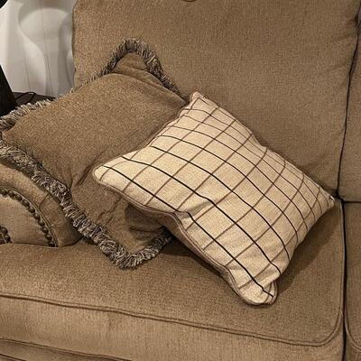 ASHLEY FURNITURE ~ Tan Couch With Nail-Head Trim