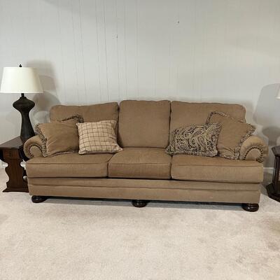ASHLEY FURNITURE ~ Tan Couch With Nail-Head Trim