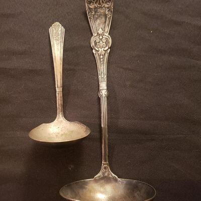 2 silver plate ladles ornate