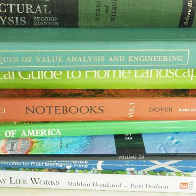 Lot 185- Engineering, math and other hard bound books