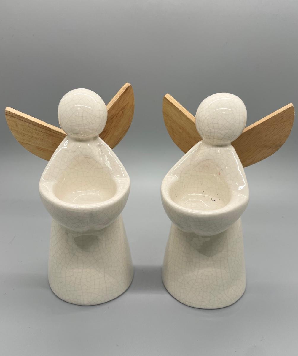 Ceramic Angel Candle Holder Set of Two