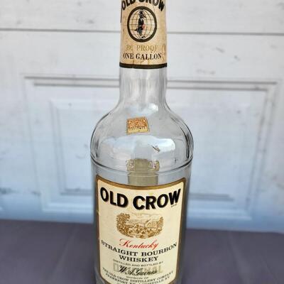 VINTAGE OLD CROW EMPTY LIQUOR BOTTLE - KANSAS STAMP