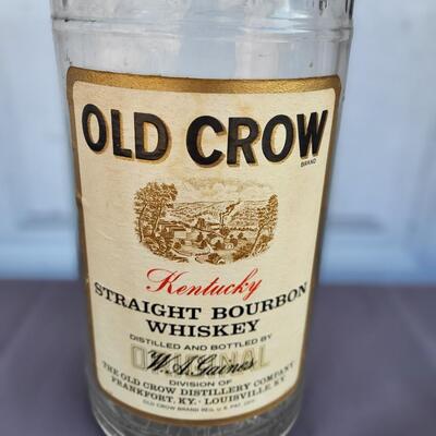 VINTAGE OLD CROW EMPTY LIQUOR BOTTLE - KANSAS STAMP