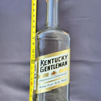 VINTAGE LARGE KENTUCKY GENTLEMAN GLASS LIQUOR BOTTLE - KANSAS STAMP