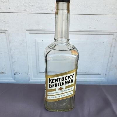 VINTAGE LARGE KENTUCKY GENTLEMAN GLASS LIQUOR BOTTLE - KANSAS STAMP