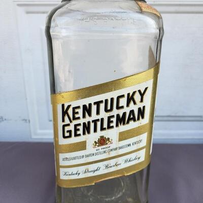 VINTAGE LARGE KENTUCKY GENTLEMAN GLASS LIQUOR BOTTLE - KANSAS STAMP