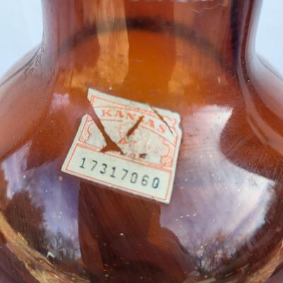 VINTAGE CANADIAN CLUB LARGE GLASS LIQUOR BOTTLE - KANSAS STAMP