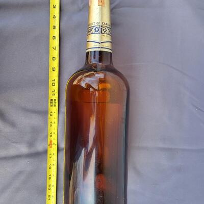 VINTAGE CANADIAN CLUB LARGE GLASS LIQUOR BOTTLE - KANSAS STAMP