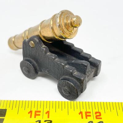 CAST IRON & BRASS 2.5â€ CANNON FIGURINE