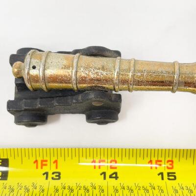 CAST IRON & BRASS 2.5â€ CANNON FIGURINE