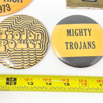 VINTAGE TOPEKA HIGH TROJANS BUTTON & STICKER BUNDLE