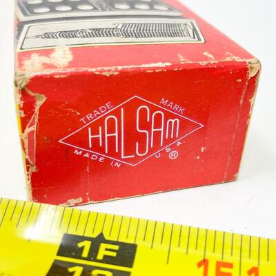VINTAGE HALSAM DOUBLE-SIX WOODEN DOMINOES - EMPIRE STATE BUILDING