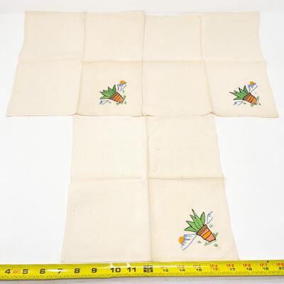 EASTER/SPRING 11â€ CLOTH NAPKINS W/ EMBROIDERED CARROTS - SET OF 3
