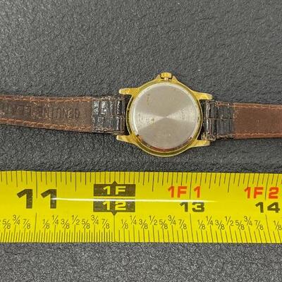 TIME QUARTZ WATCH W/ BROWN LEATHER STRAP