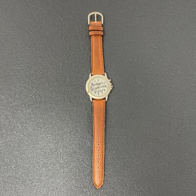 TIME QUARTZ WATCH W/ LIGHT BROWN LEATHER WRIST STRAP