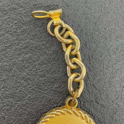 VINTAGE NOVEMBER GOLD TONED KEYCHAIN W/ GEM