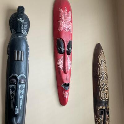 Set of 5 Wood African Masks