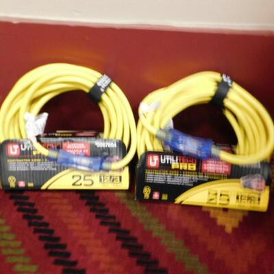 Pair of Utilitech 25' Power Cords 12/3 New in Pack