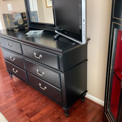 Bassett Furniture Black Wide Dresser includes matching Mirror