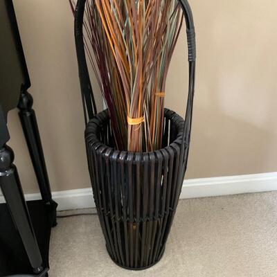 Asian Wood Basket with Sticks