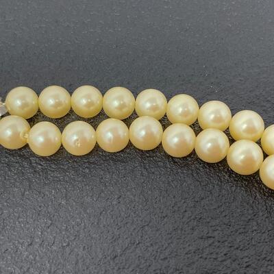 VINTAGE PEARL? NECKLACE W/ FLOWER CLASP - MARKED JAPAN