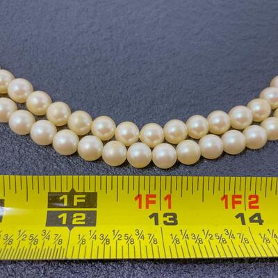 VINTAGE PEARL? NECKLACE W/ FLOWER CLASP - MARKED JAPAN
