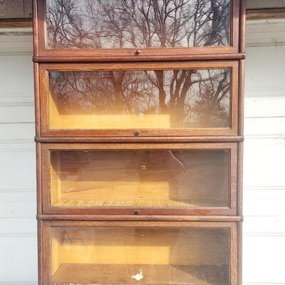 ANTIQUE SECTIONAL 4 TEIR BOOK CASE W/ TOP & BOTTOM