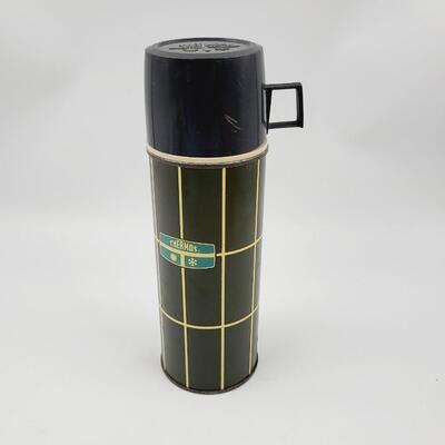 VINTAGE GREEN THERMOS W/ LID & STOPPER