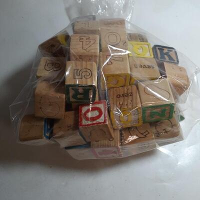 Bag of Vintage kids toy blocks
