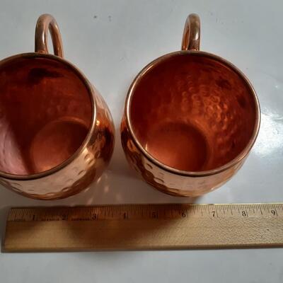 2 Vintage hammered copper cups