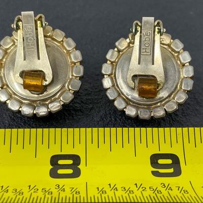 VINTAGE BLACK & GOLD HOBE EARRING & BRACELET SET