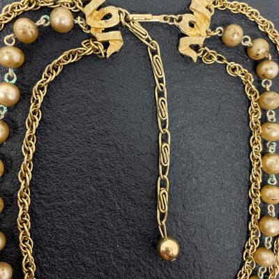 VINTAGE KRAMER BEADED 3 STRAND NECKLACE