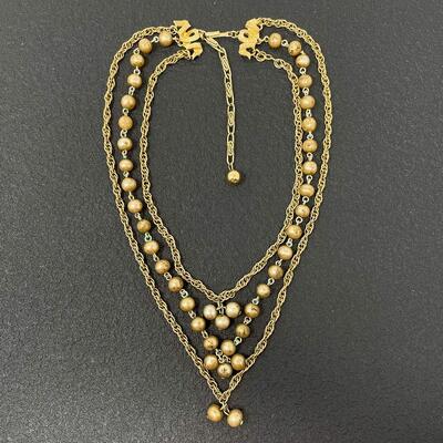 VINTAGE KRAMER BEADED 3 STRAND NECKLACE