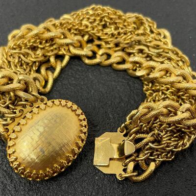 VINTAGE GOLD TONED MULTI CHAIN BRACELET