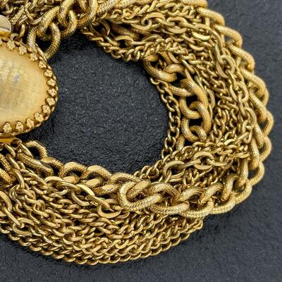 VINTAGE GOLD TONED MULTI CHAIN BRACELET
