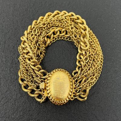 VINTAGE GOLD TONED MULTI CHAIN BRACELET