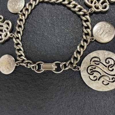 VINTAGE SILVER TONED CHARM BRACELET