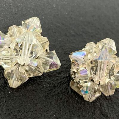 VINTAGE IRIDESCENT BEADED EARRINGS